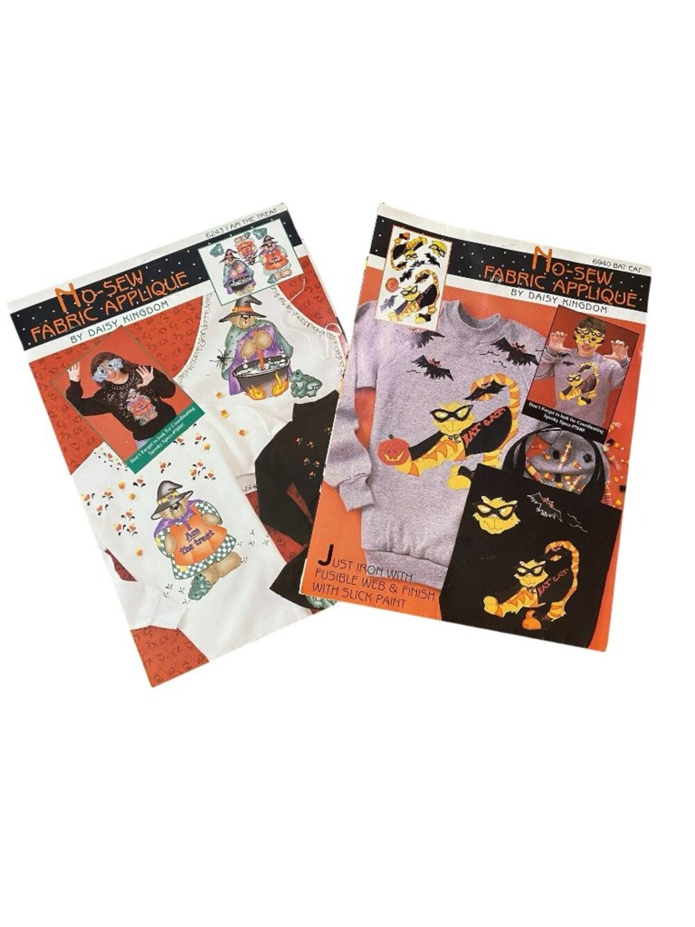 Daisy Kingdom Halloween Fabric Applique Cat Witch Bear Lot No Sew Vintage 90s